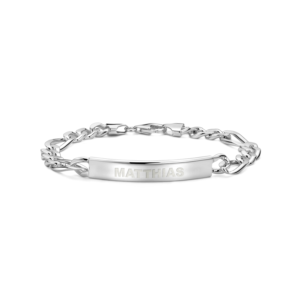 Solid Silver Men's Bracelet with Name Figaro