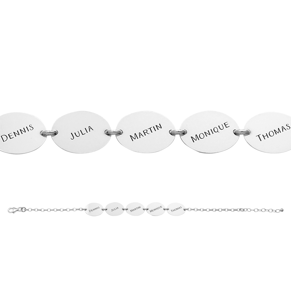 Silver name bracelet with 5 names