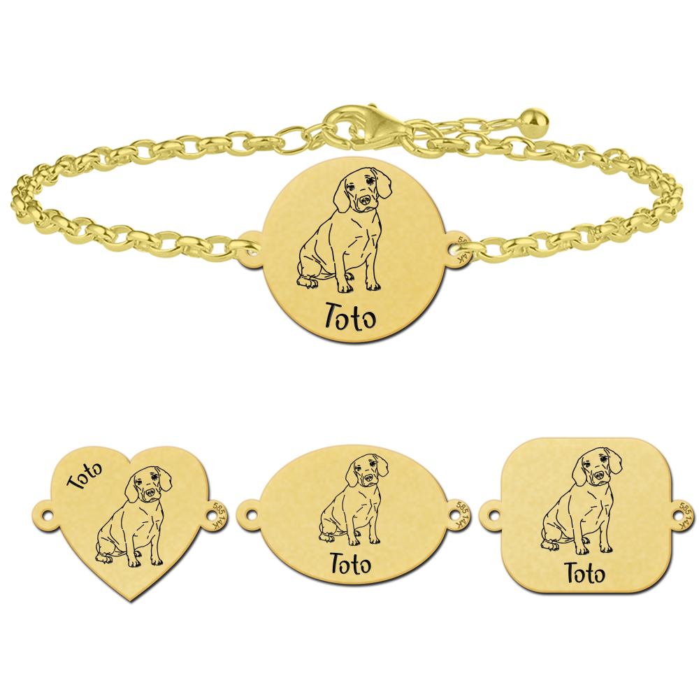 Beagle bracelet with name gold