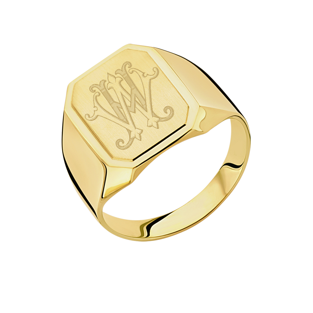 Signet ring monogram in gold