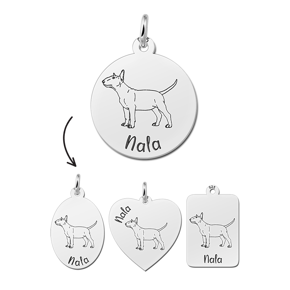 Silver pendant with dog Bull Terrier