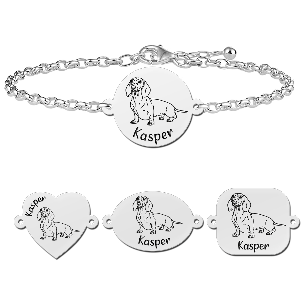 Silver dog bracelet dachshund