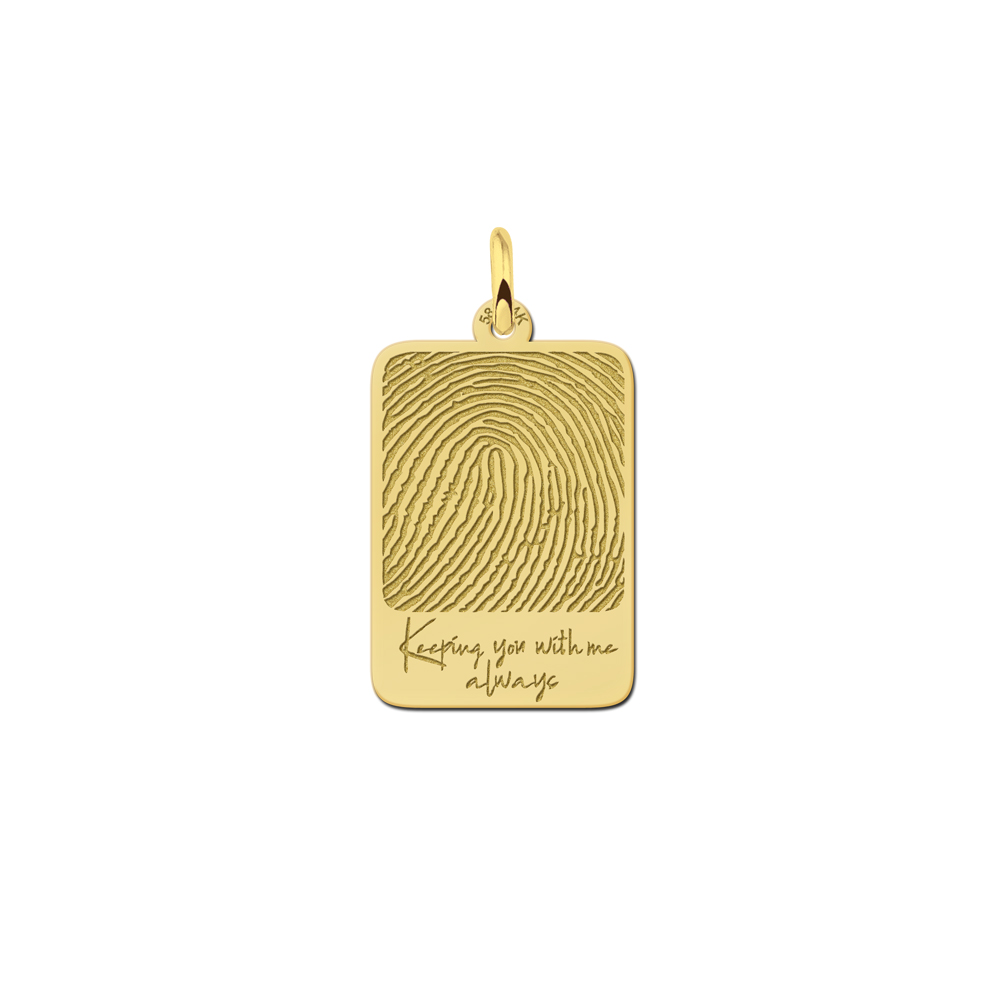 Gold dogtag pendant with fingerprint and own handwriting