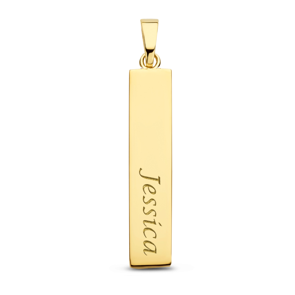 Bar ash pendant in 14 carat gold