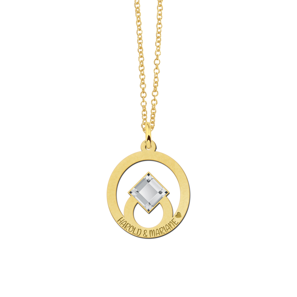 Golden pendant with crystal stone