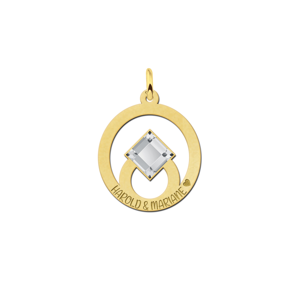 Golden pendant with crystal stone