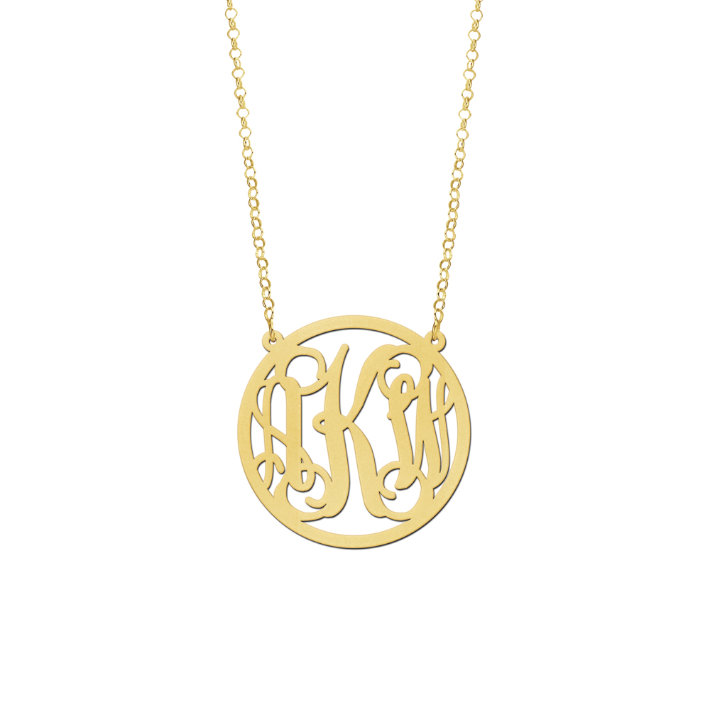 Gold Monogram Necklace with Chain, Large