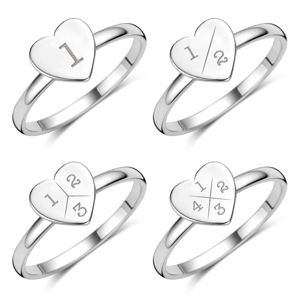 Silver heart ring with initials
