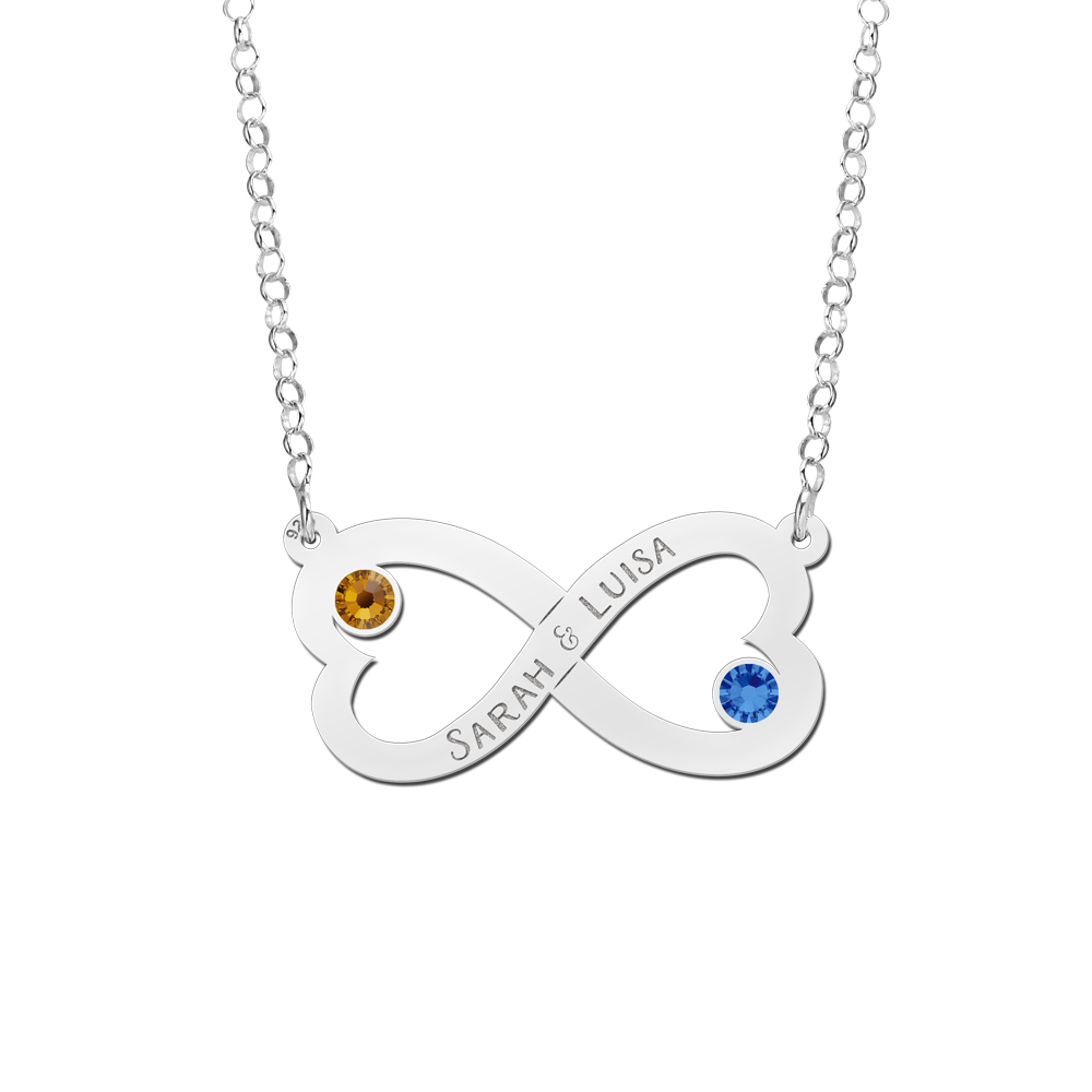 Infinity necklace with birthstone in silver