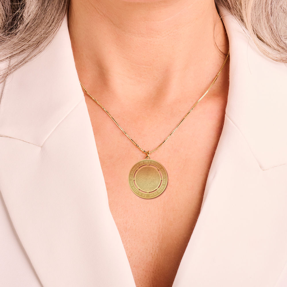 Golden fingerprint pendant round XL