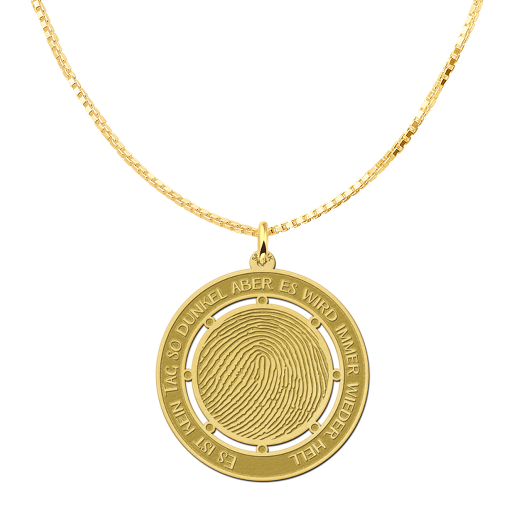 Golden fingerprint pendant round XL