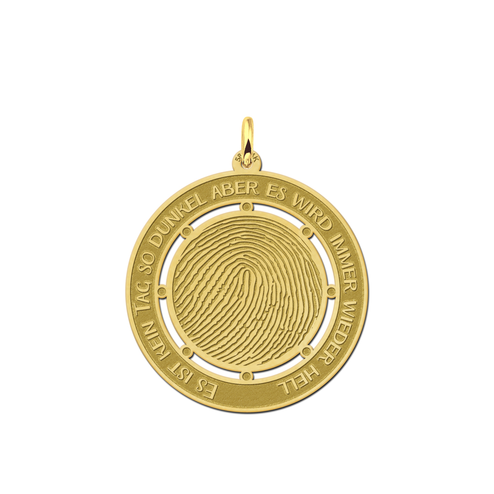Golden fingerprint pendant round XL