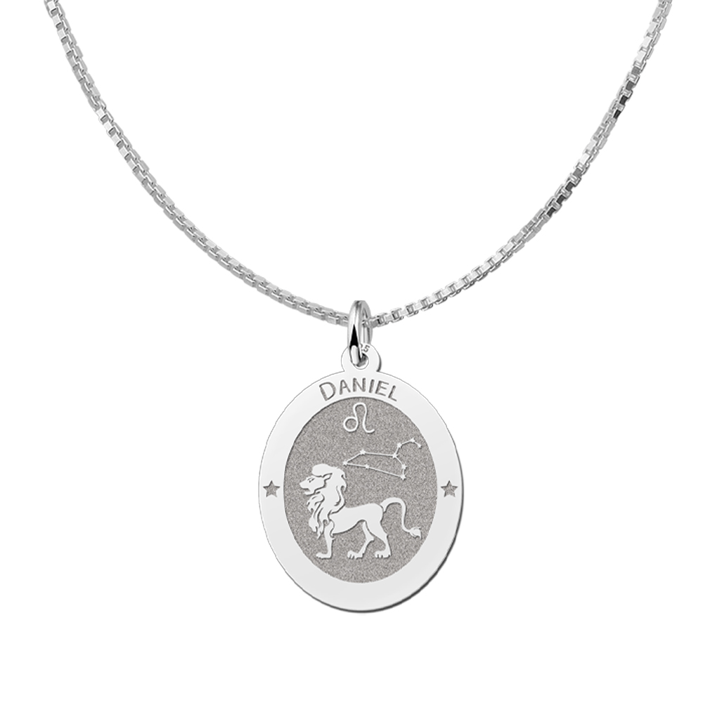 Silver oval zodiac pendant Scorpion