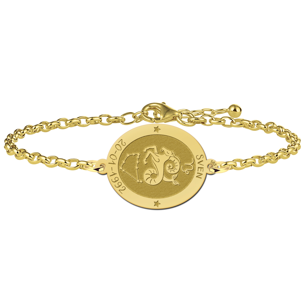 Golden zodiac bracelet oval Capricorn