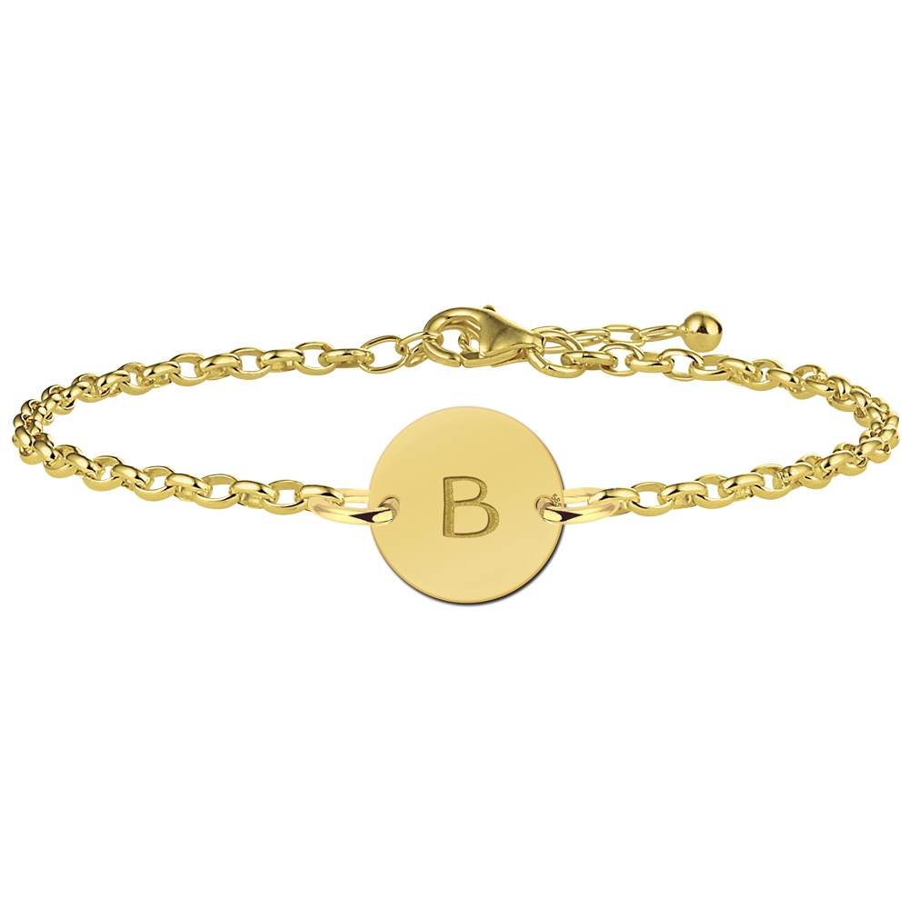 Golden letter bracelet heart-circular