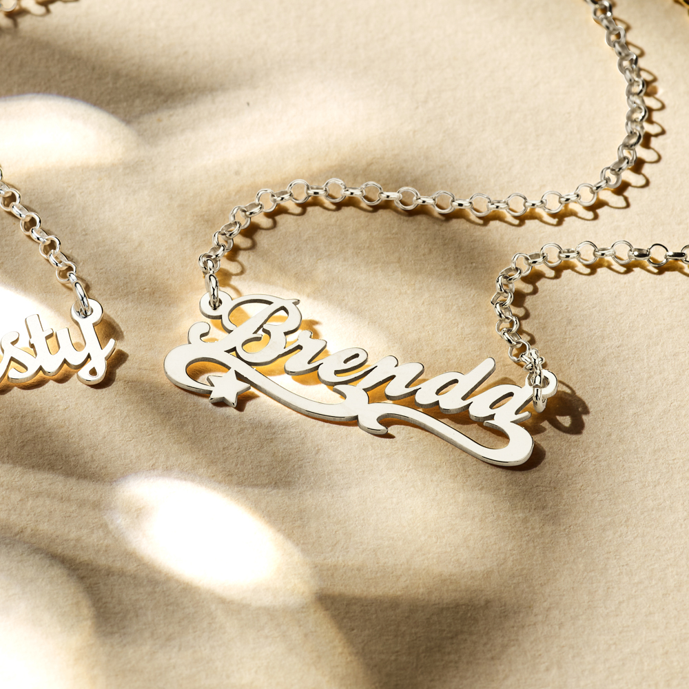 Silver Kids Name Necklace, Model Brenda