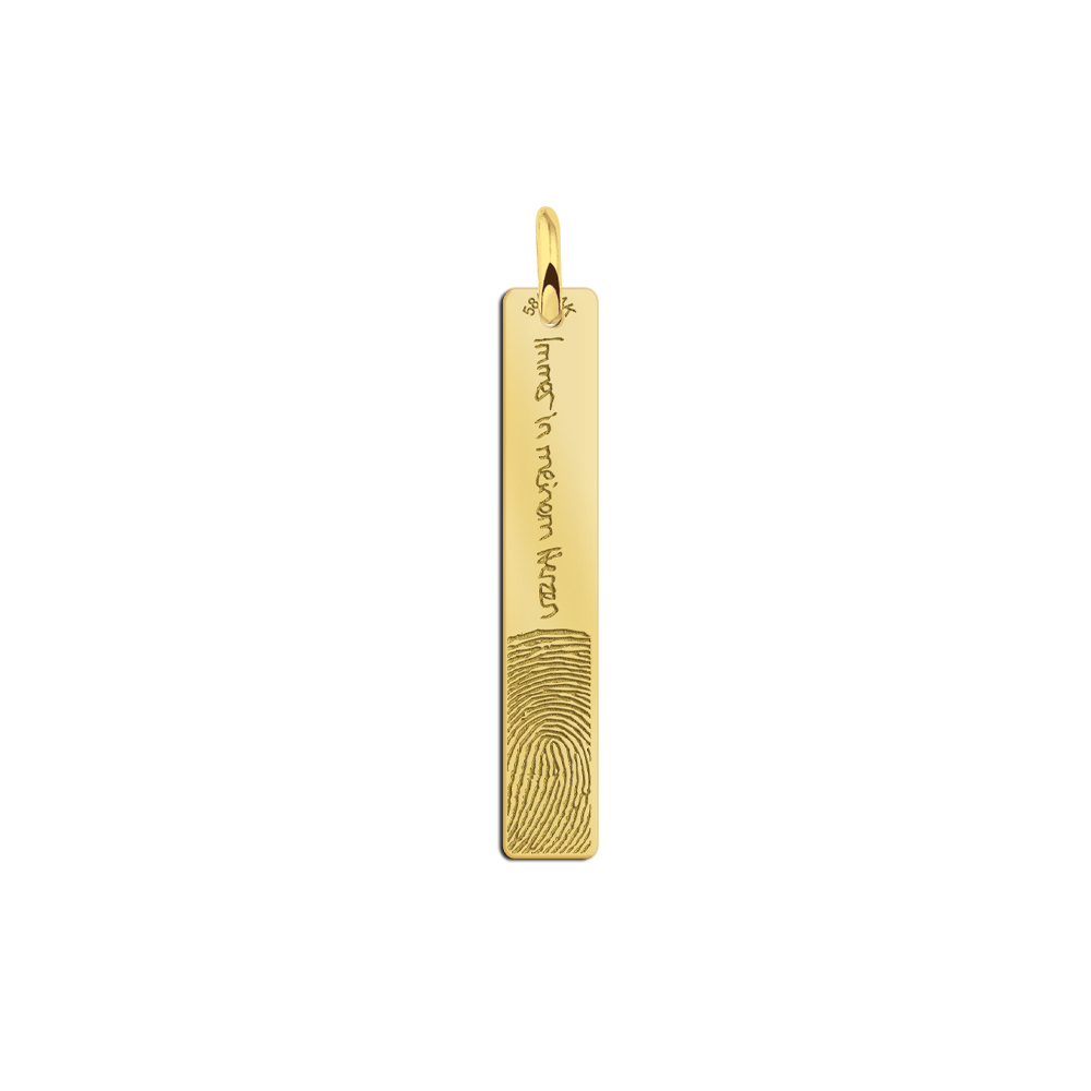 Gold bar pendant with fingerprint and own handwriting