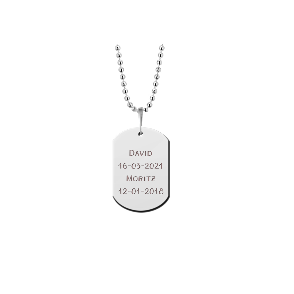 Steel dogtag pendant with engraving