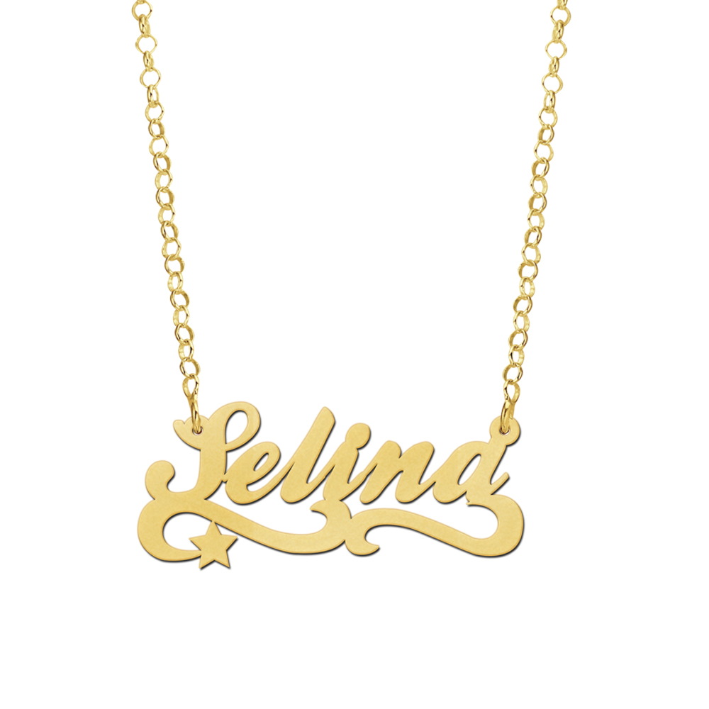 Gold plated 14ct name necklace, model Selina