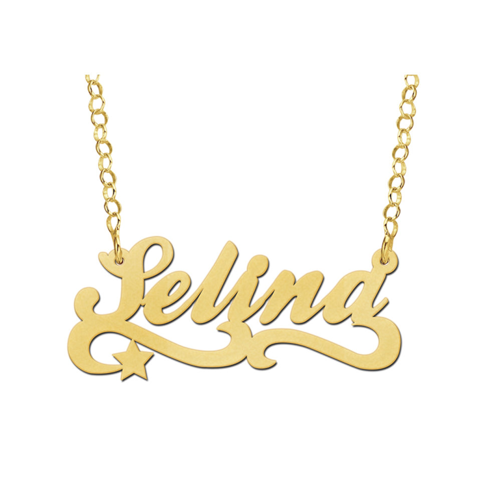Gold plated 14ct name necklace, model Selina