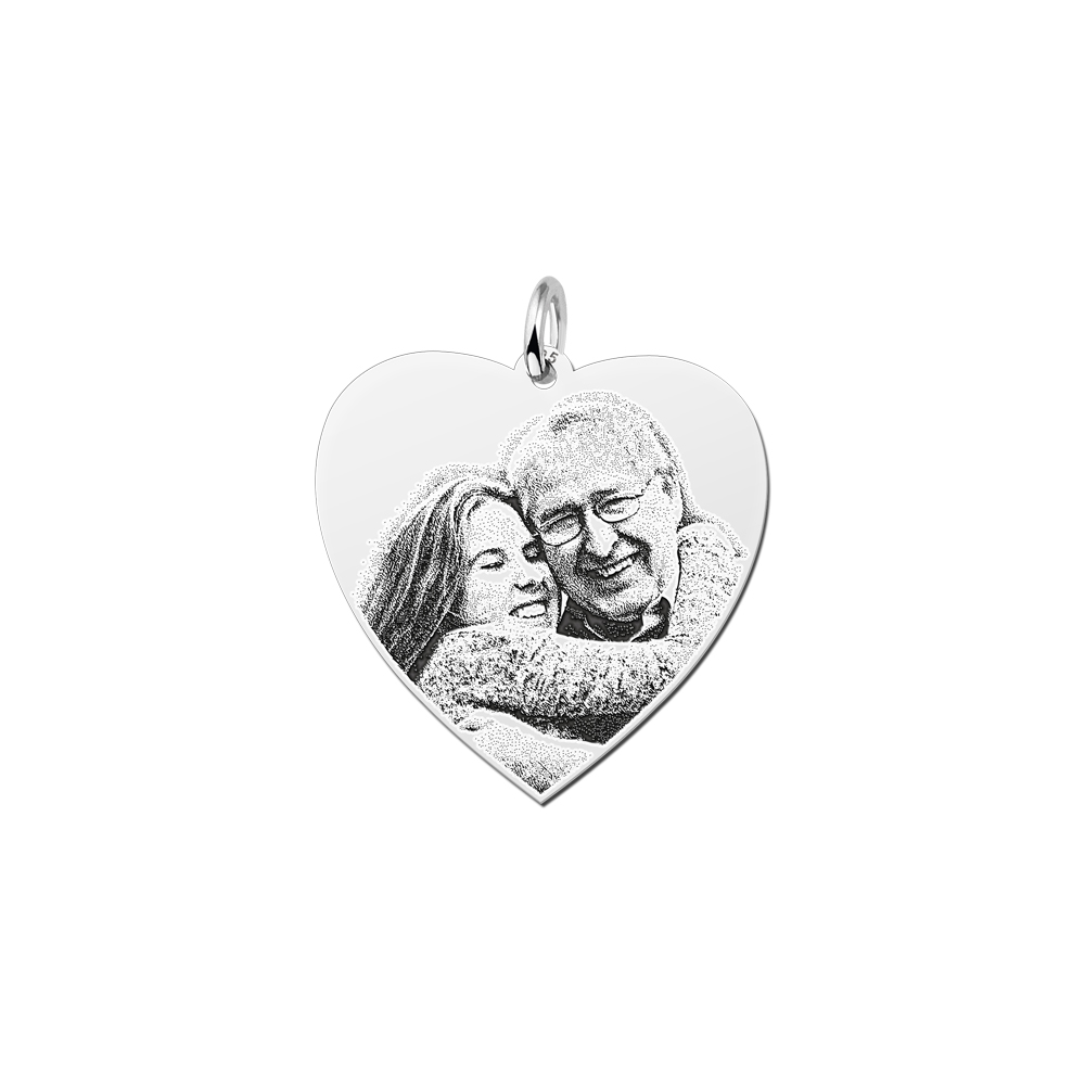 Silver photo pendant with heart medium