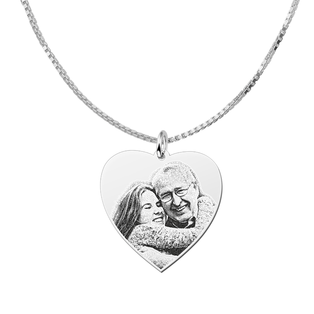 Silver photo pendant with heart medium