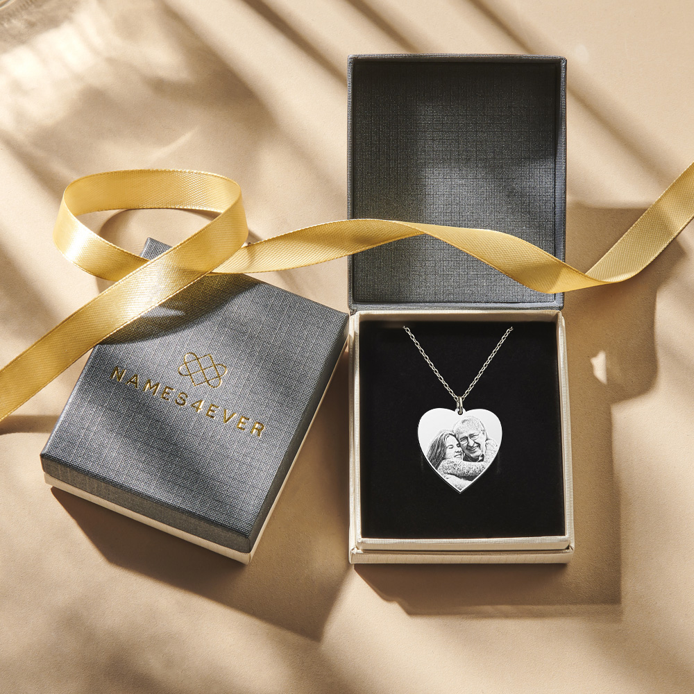 Silver photo pendant with heart medium