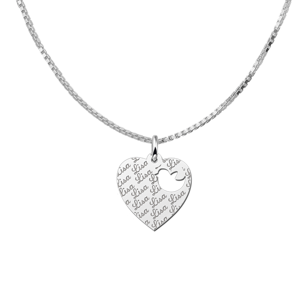 Silver Heart Pendant Repeat with Bird