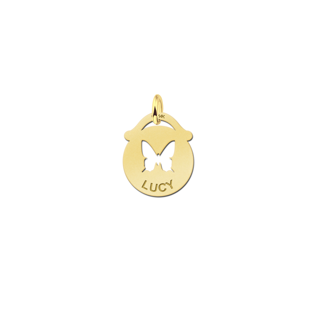 Gold Namependant with Butterfly