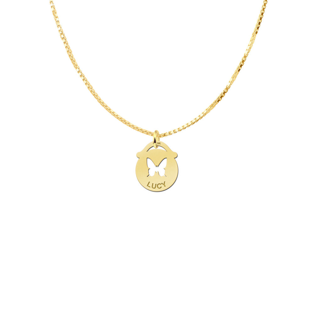 Gold Namependant with Butterfly