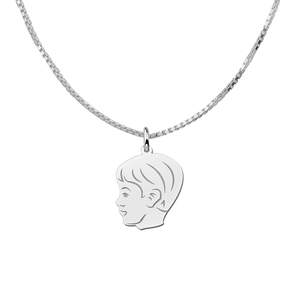 Silver Child head boys pendant with back engraving