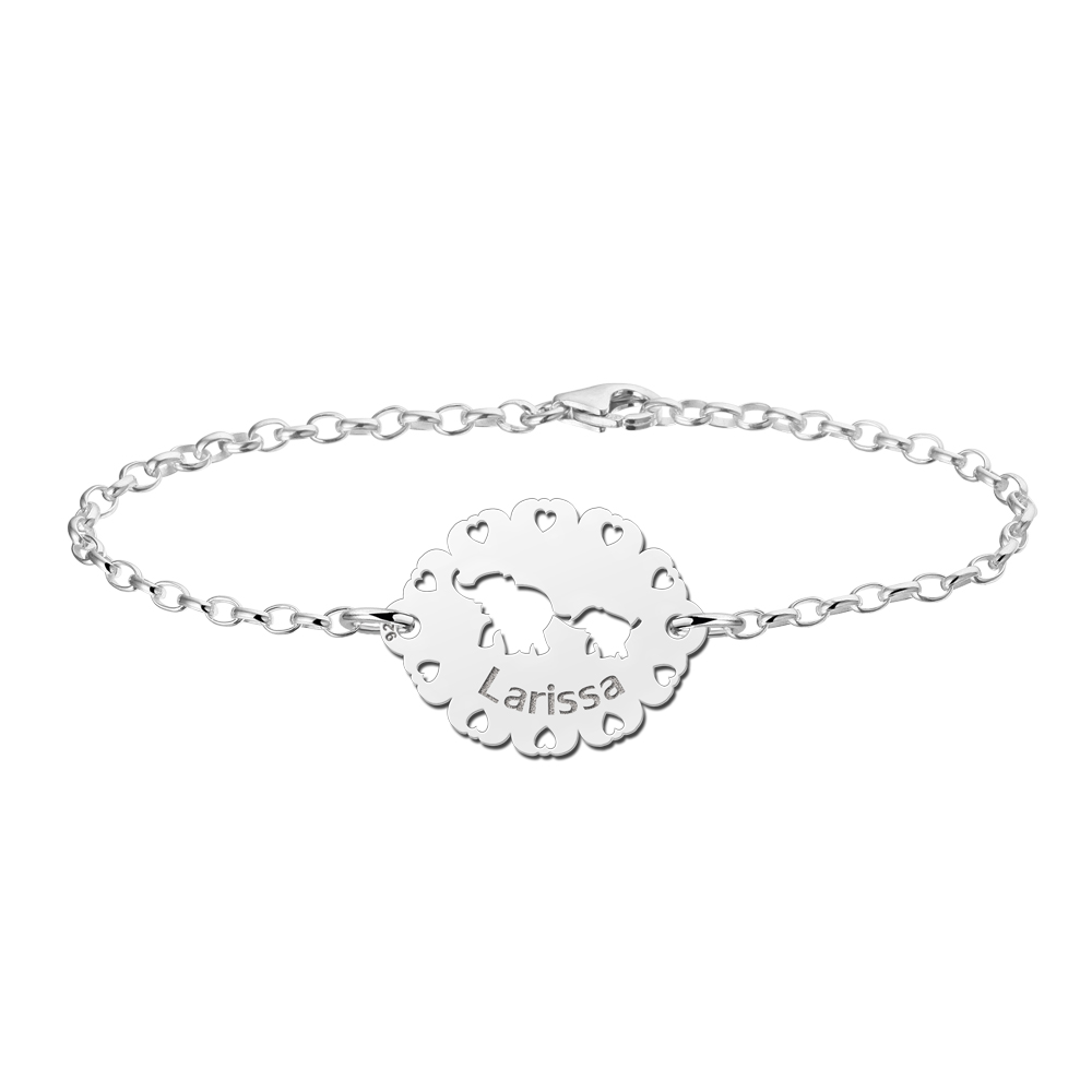 Mother daughter bracelets with silver elephants