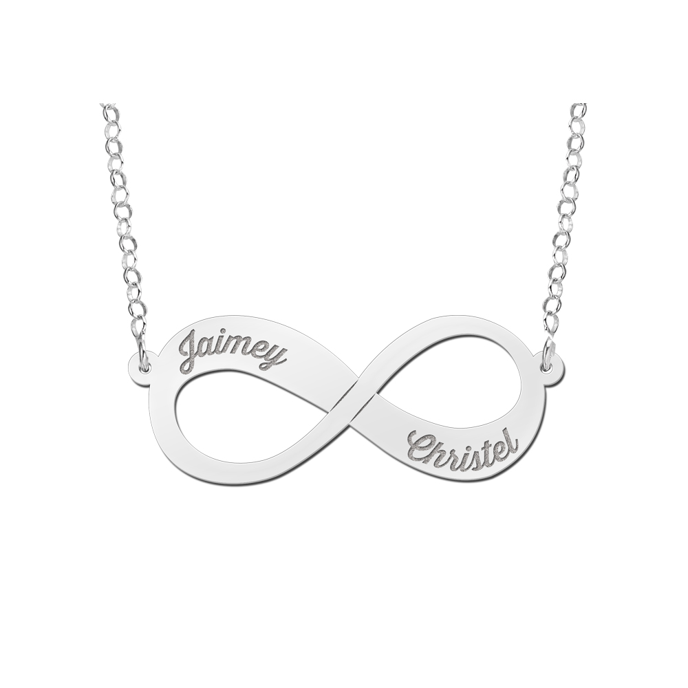 Silver Infinity Necklace With Two Names