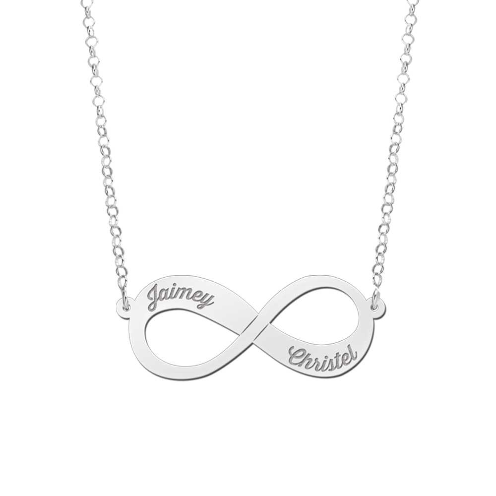 Silver Infinity Necklace With Two Names