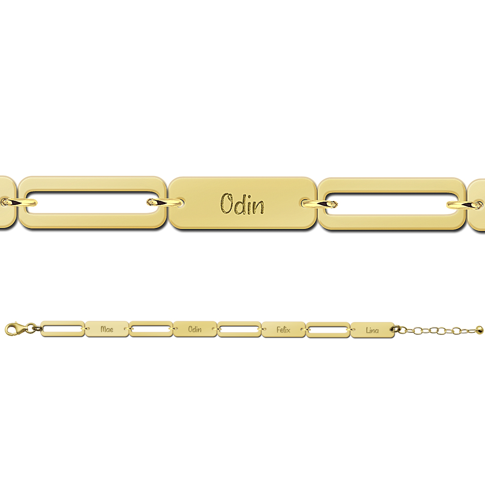 Gold Paperclip Bracelet with Names