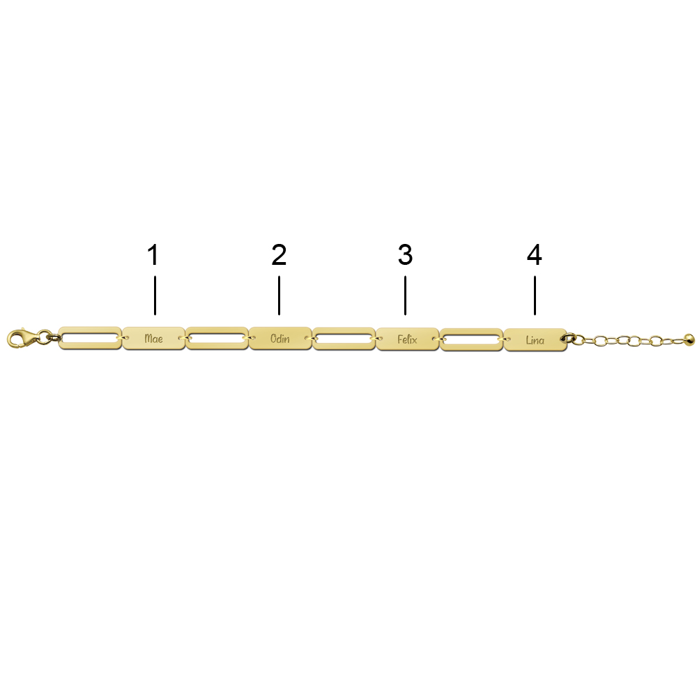 Gold Paperclip Bracelet with Names