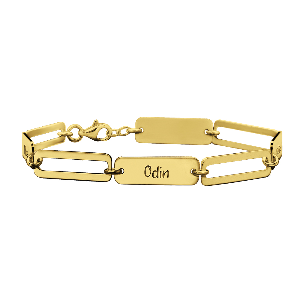 Gold Paperclip Bracelet with Names