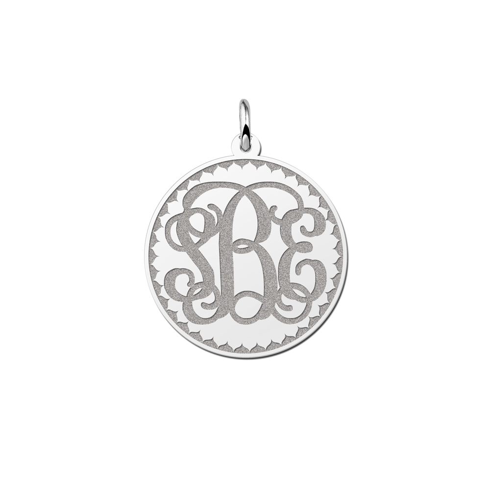 Silver Monogram Necklace Engraved, Medium