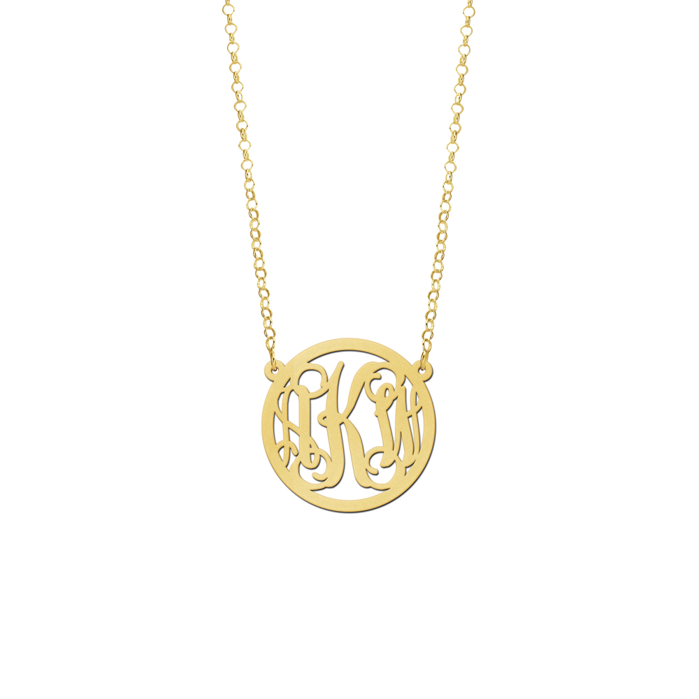 Gold Monogram Necklace with Chain, Medium