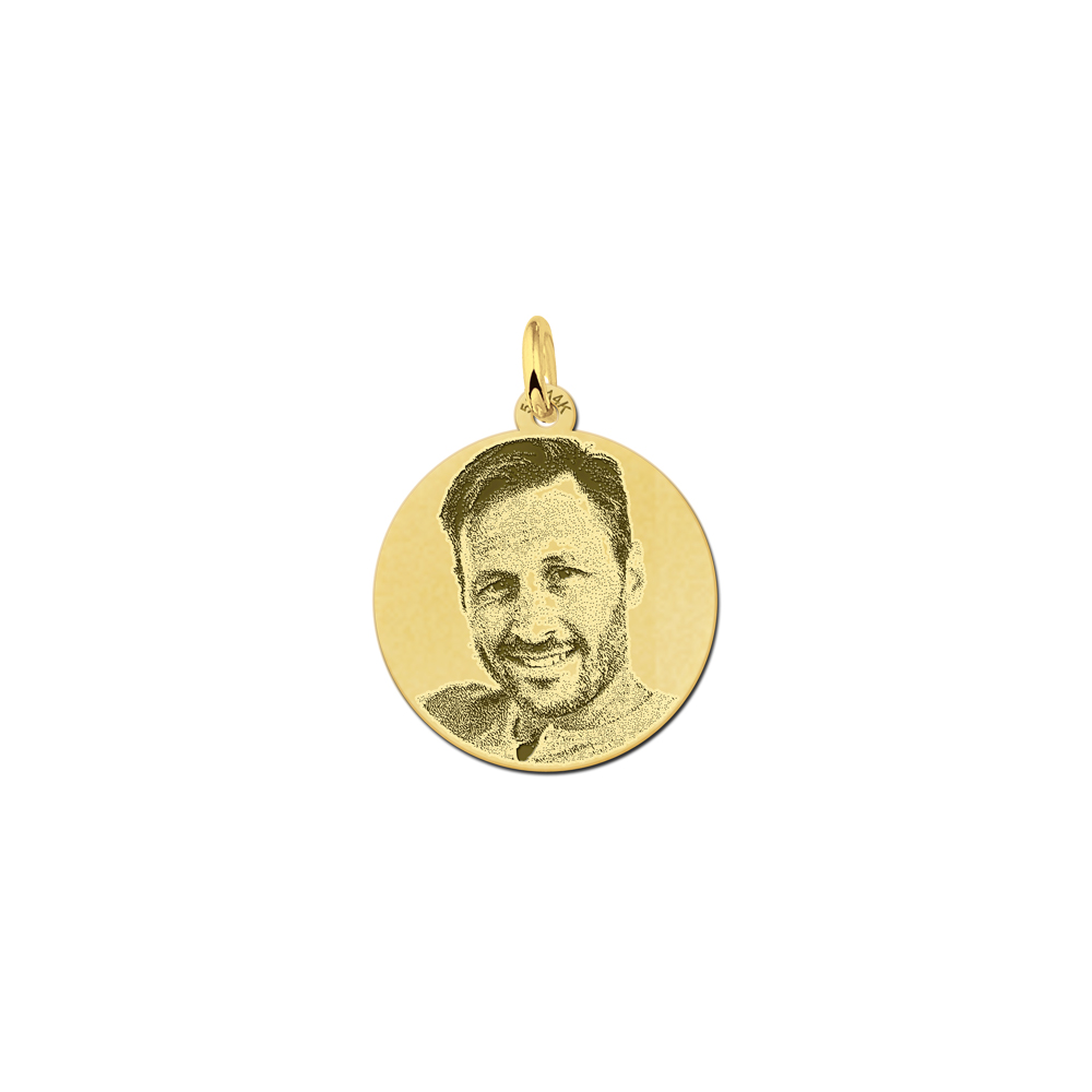 Golden photo pendant round