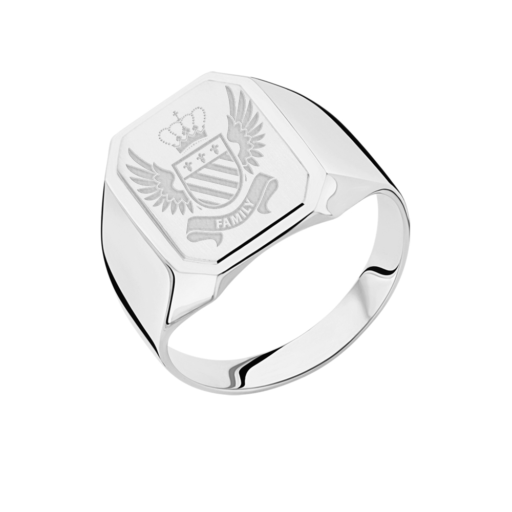 Signet ring with family crest in 925 sterling silver