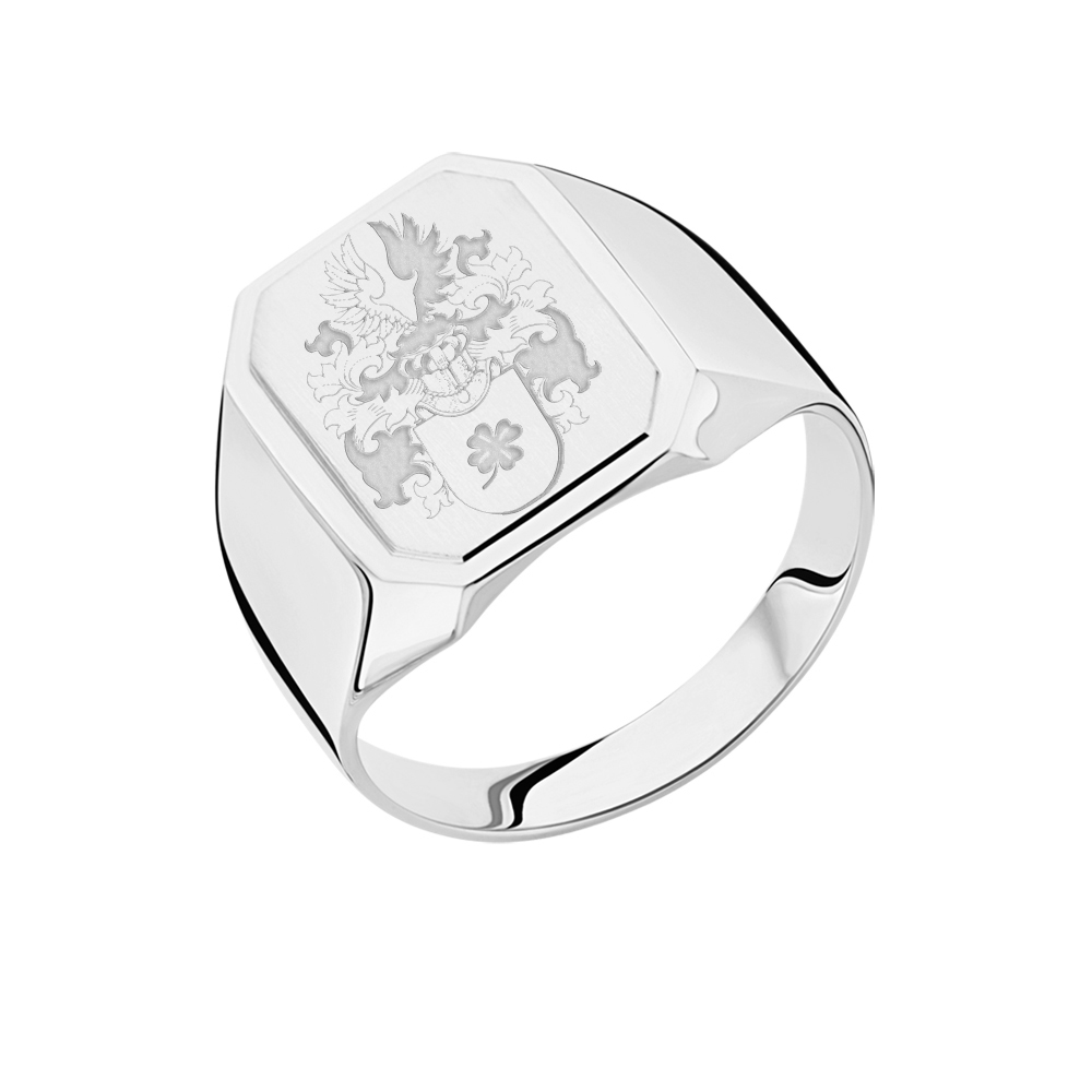 Signet ring with family crest in 925 sterling silver