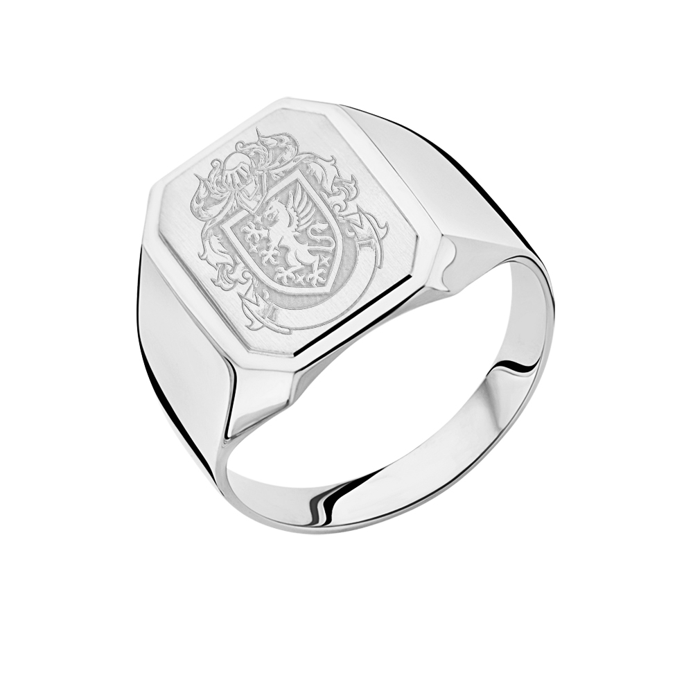 Signet ring with family crest in 925 sterling silver