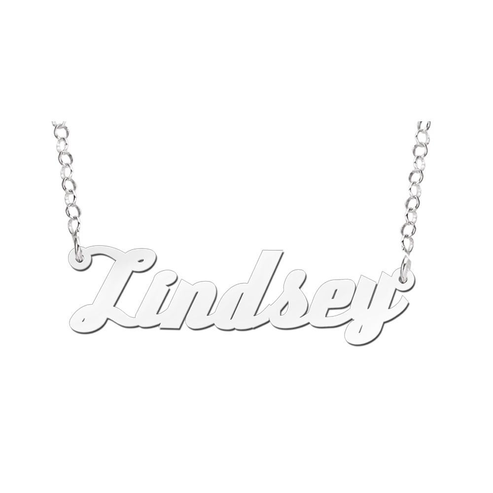 Silver Name Necklace Model Lindsey