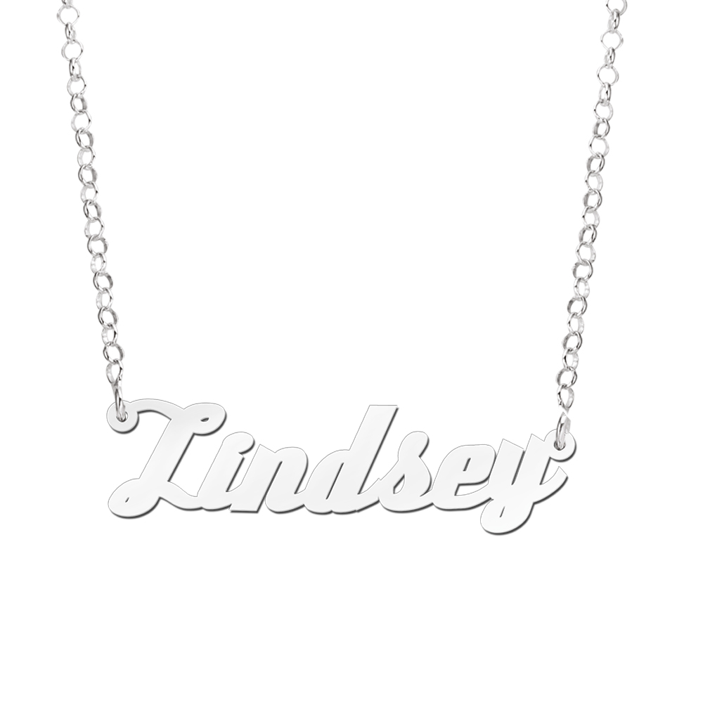 Silver Name Necklace Model Lindsey