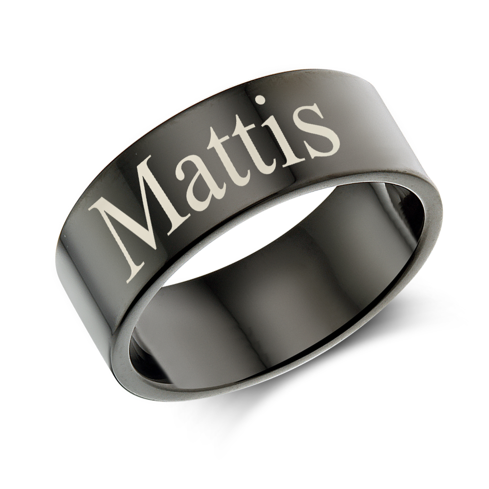 Ring engraving of black steel 8mm