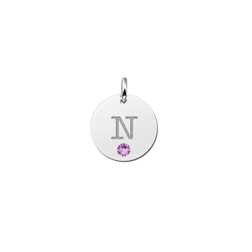 Letter pendant silver with Swarovski birthstone