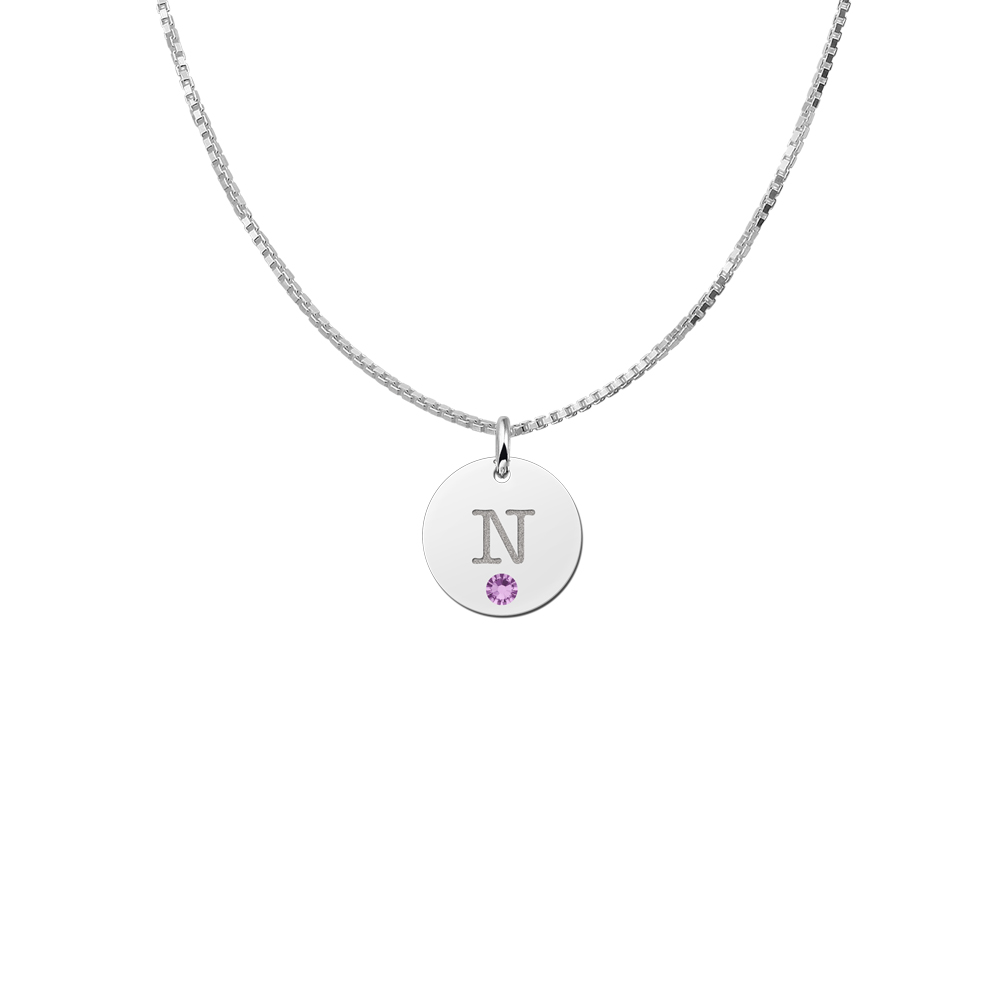 Letter pendant silver with Swarovski birthstone