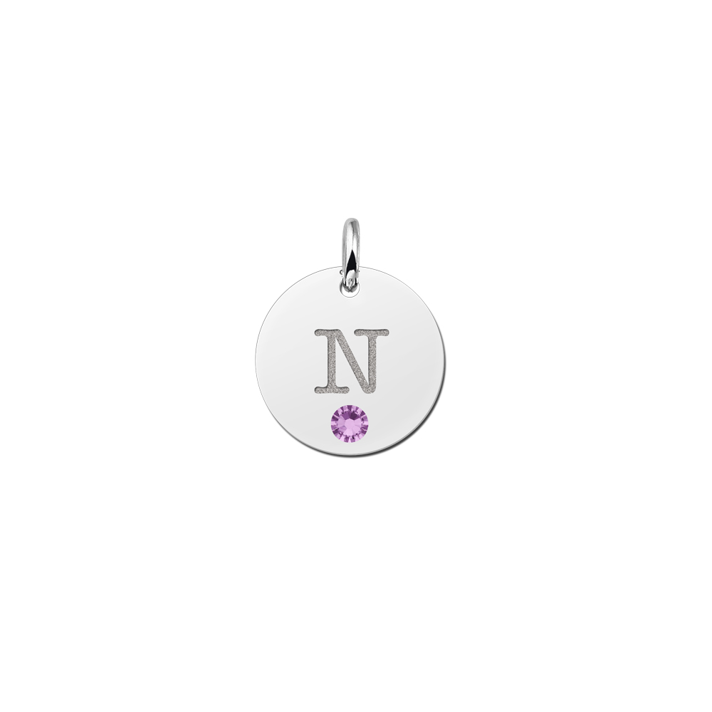 Swarovski Crystals Disc with Initial Pendant