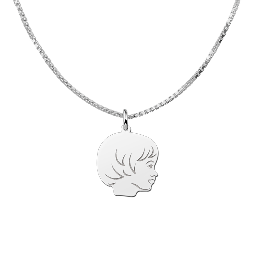 Silver child head girl pendant with back engraving